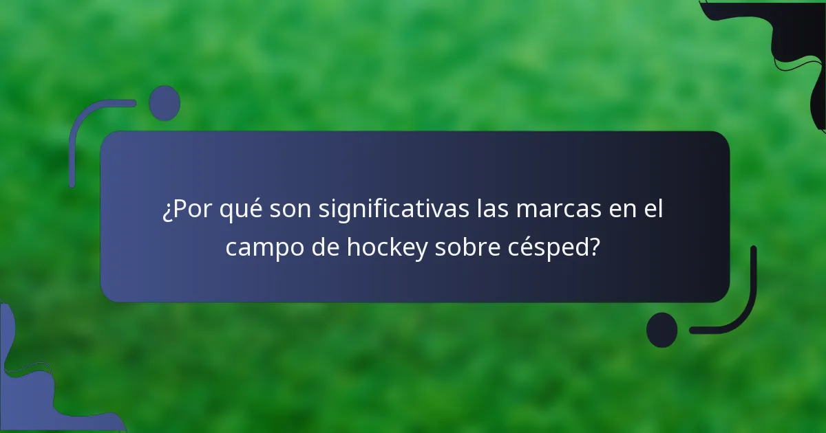 ¿Por qué son significativas las marcas en el campo de hockey sobre césped?